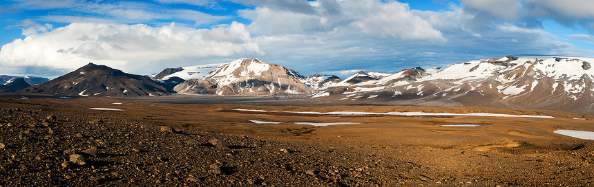 冰岛山丘白色蓝色风景顶峰场地天空全景岩石远景火山图片