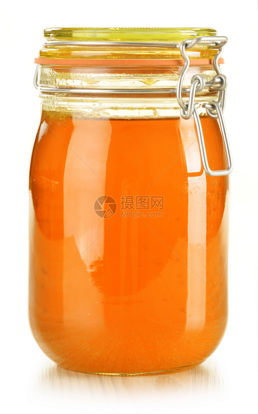 白色的蜂蜜罐饮食蜜蜂购物玻璃消费者美食营养素盘子食谱食物图片