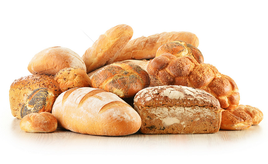 面包和卷饼的构成 白纸上隔绝农业燕麦糕点包子传统大麦产品面团食物亚麻图片