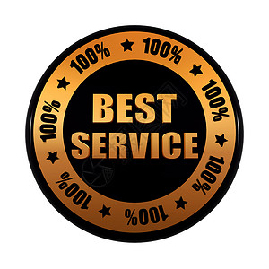 一流服务黄金黑圆标签中的最佳服务百分率( 100%)背景