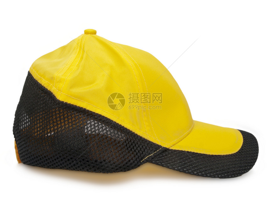 黄盖赛车黑色棒球边界太阳运动服饰公用事业帽子黄色图片