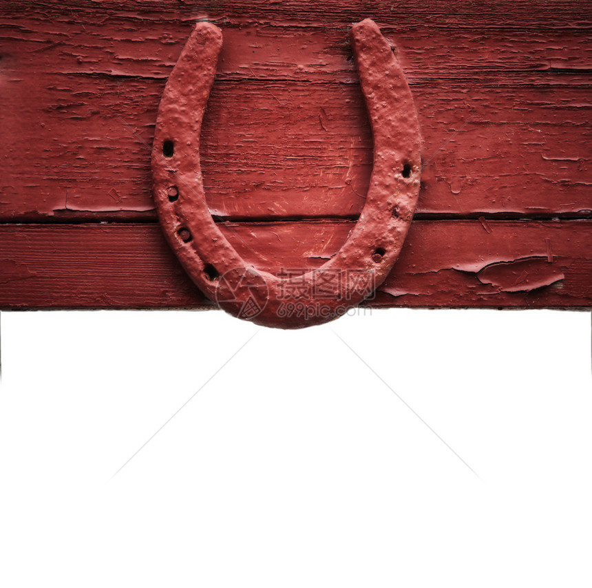 挂在木墙上的老马蹄铁运气荒野木刻金属打印牧场魅力铁匠农场邮票图片