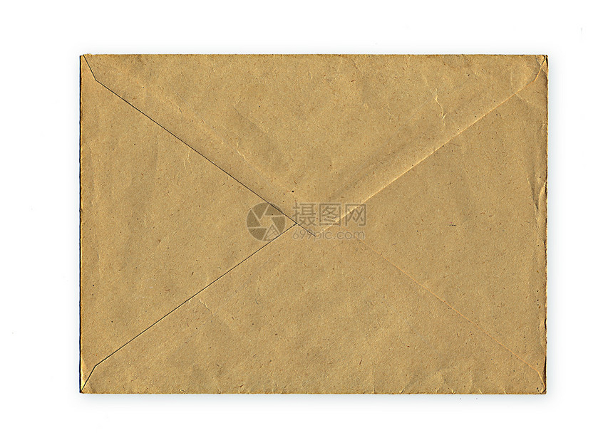 白色背景上的信封古董笔记本框架小册子邮政团体纸板回收笔记纸黄色图片
