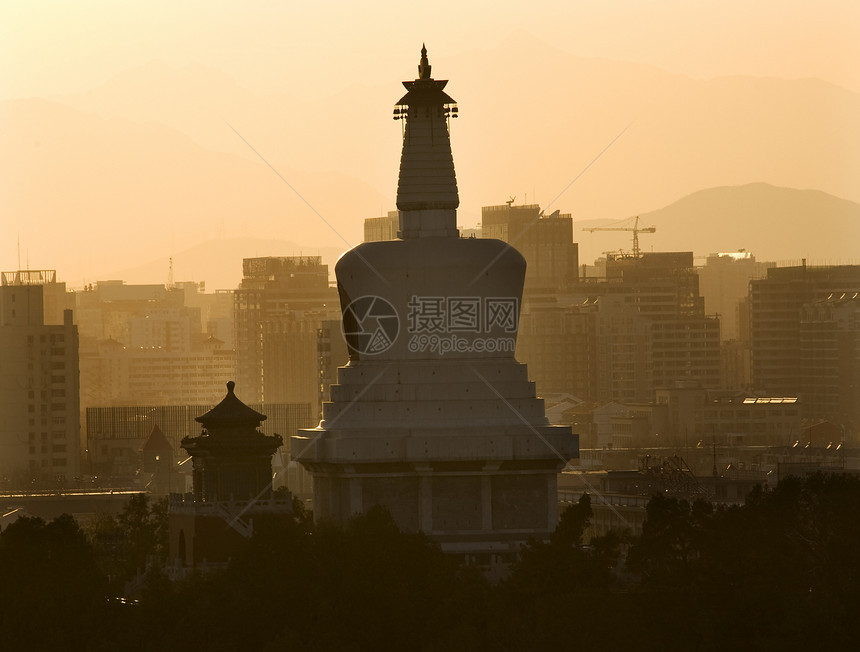 北京日落 中国北海斯图巴帕塔图片