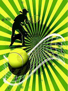 运动背景网球插图法庭太阳天空黄色草本植物竞赛运动员女士绿色背景图片