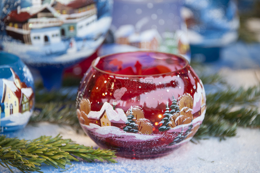 神圣的圣诞节蜡烛持有者季节性装饰装饰品火花景观乐趣问候语红色风格辉光图片