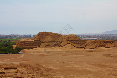 特鲁希略和考古挖掘金字塔寺庙图层文化仪式溶胶考古学沙漠旅行土坯背景