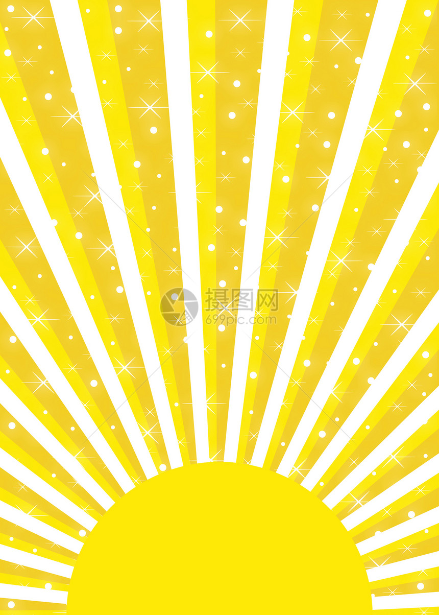 明亮的黄太阳 有阳光和闪耀的恒星图片