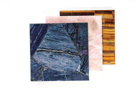 三张瓷砖大理石中性色木头粉色设计石英蓝色正方形自然色背景图片