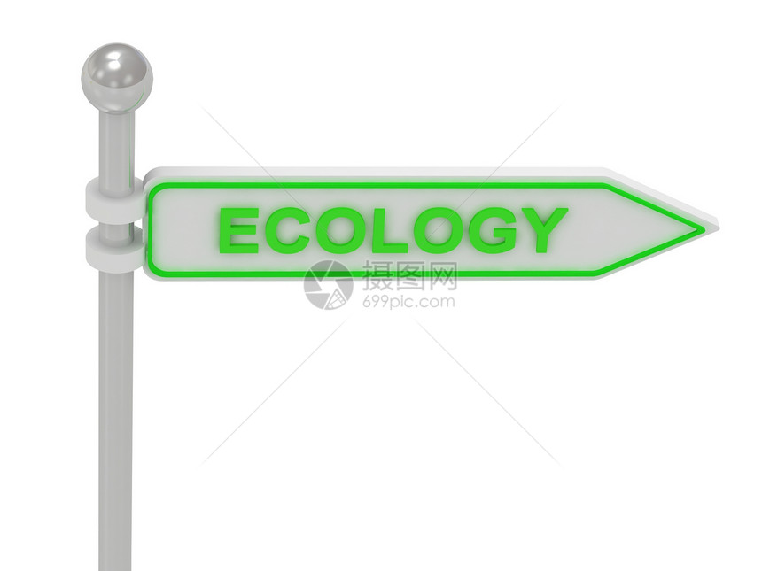 3d 显示绿色“ Ecology” 的标志图片