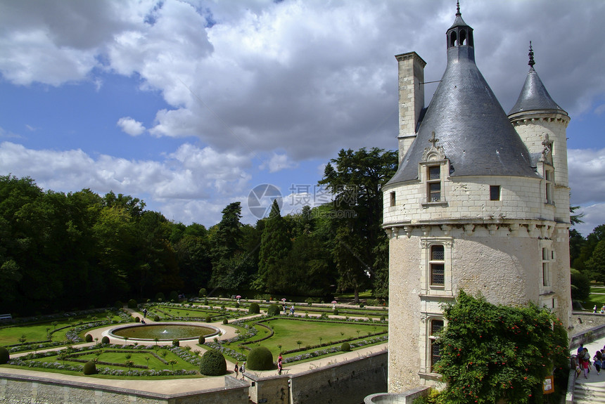 切农丘城堡和高塔的花园图片