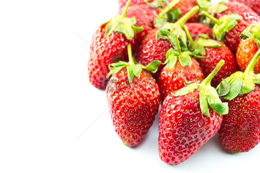 置于白背景的草莓草莓水果食物小吃团体叶子营养甜点饮食浆果美食图片