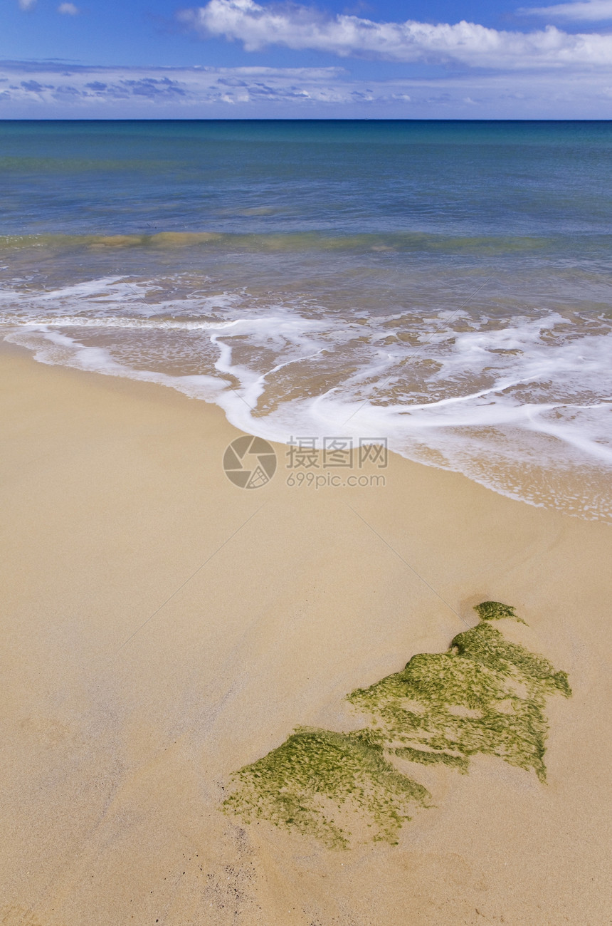 沙滩上的沙子海水天空多云绿色海滩泡沫蓝色圣港地平线海岸图片