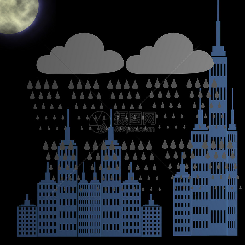 月光夜黑色景观月亮窗户房子标签月光贴纸按钮摩天大楼图片