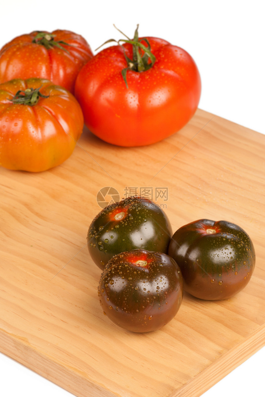 红番茄和绿番茄切菜板什锦西红柿绿色尺寸图片
