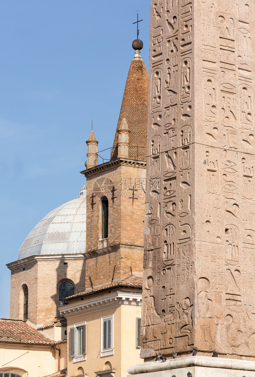 罗马波波洛广场埃及方尖碑景观柱子纪念碑教会古董旅游大理石旅行正方形建筑图片