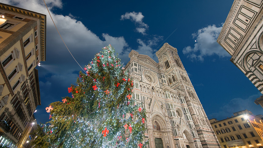 佛罗伦萨 德杜奥莫广场美丽的冬季颜色教会历史建筑景观圆顶假期天炉广场旅游石头图片