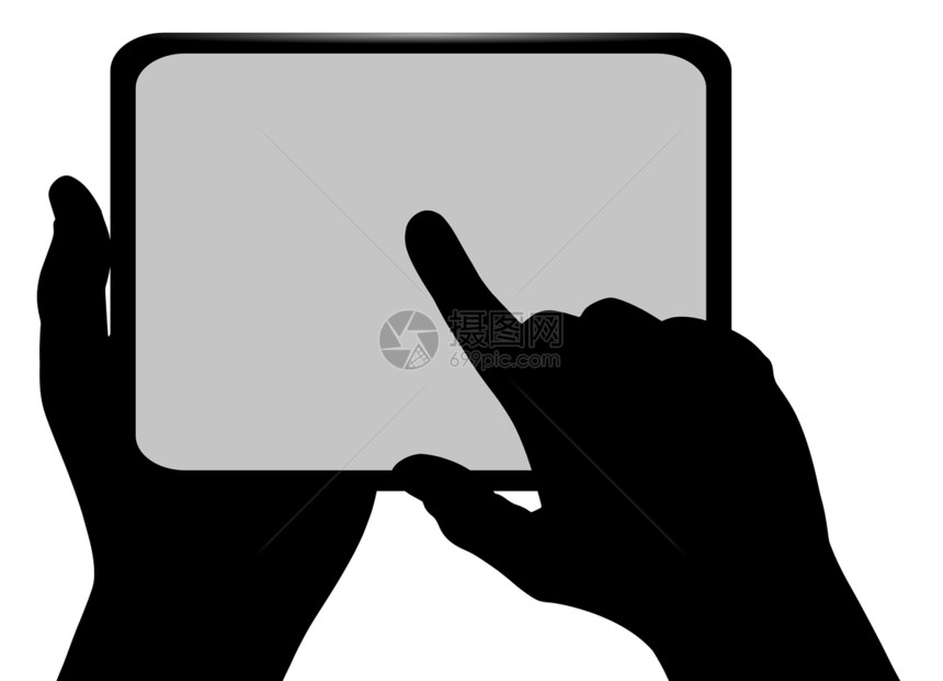 平板电脑软垫黑色药片技术白色插图屏幕手指触摸屏图片