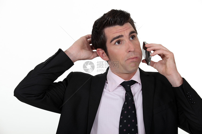 打电话的人模仿脸颊镜子戏服展示脖子嗓音男性讲话手势图片