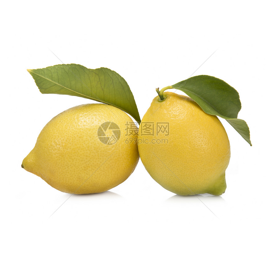 含叶子的柠檬静物营养蔬菜果汁饮食水果白色黄色绿色树叶图片