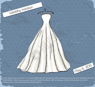 带有漂亮婚纱的复古海报庆典卡通片涂鸦装饰品派对女性卡片订婚婚姻横幅背景图片