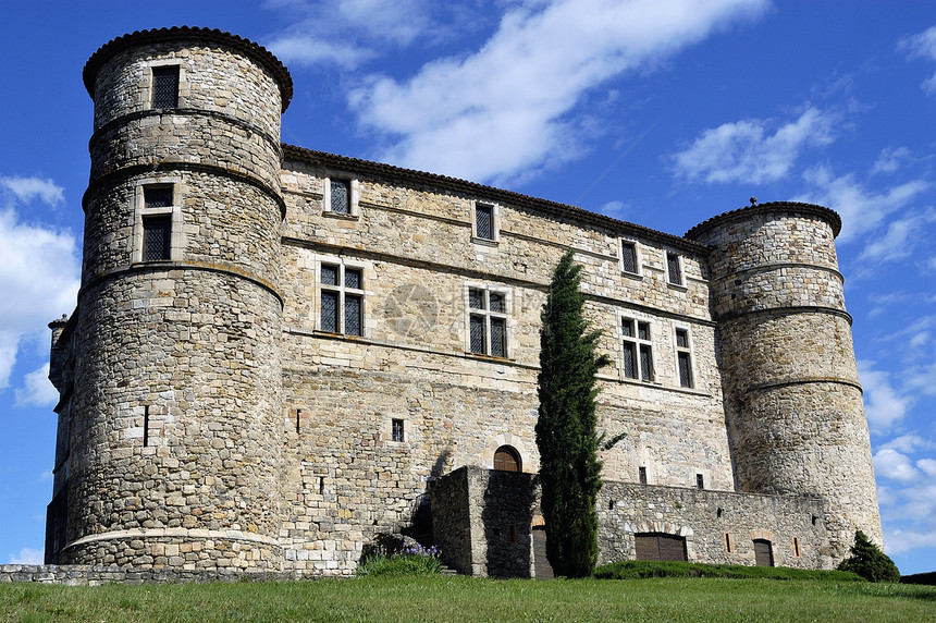 法国加德省塞文内斯城堡的城堡旅游天空堡垒地标墙壁蓝色游客历史性石头图片