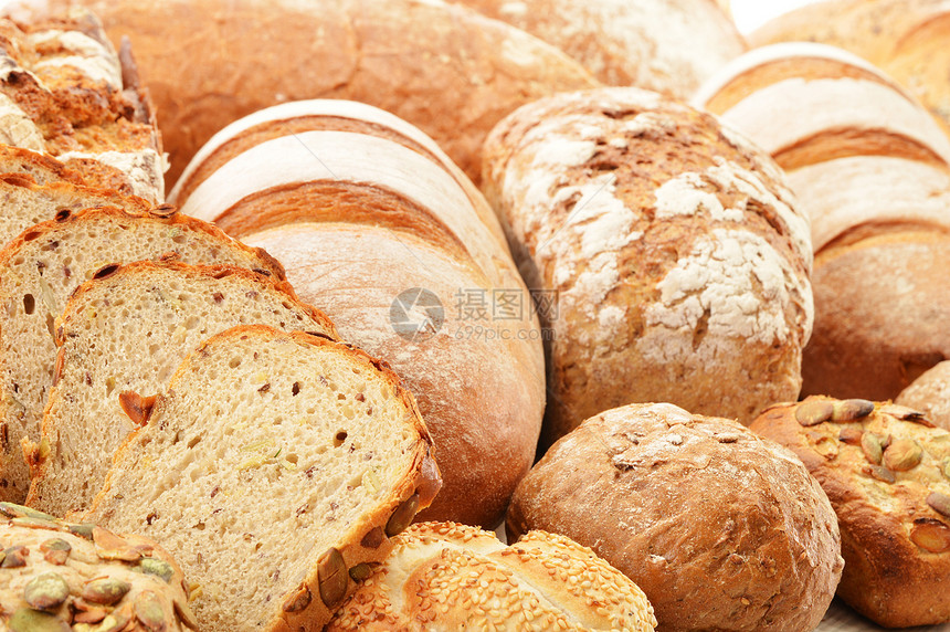 含有面包和卷饼的成分谷物养分粮食什锦小麦种子食物购物向日葵杂货店图片