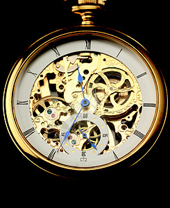 旧手表轮子压力技术时间古董坚果齿轮棕褐色带子宏观背景图片