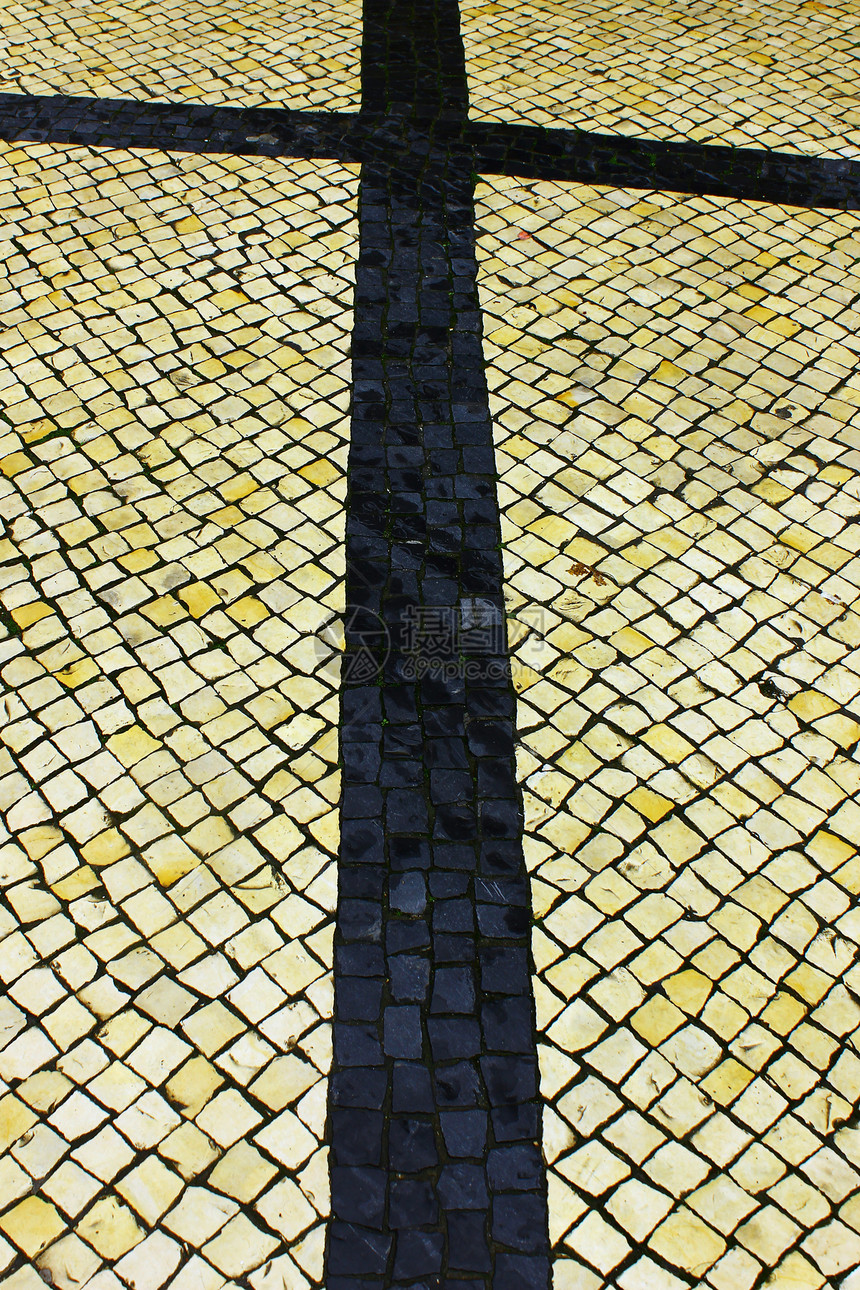 卡拉卡达波图古萨 葡萄牙街道地面人行道灰色正方形鹅卵石白色墙纸石头手工图片