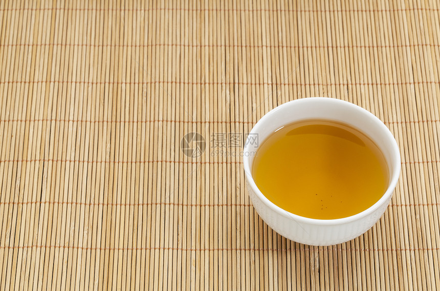 绿茶杯杯子竹子餐垫白色绿茶图片