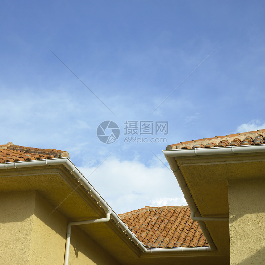 Clay 屋顶墙壁房子建筑建造建筑学瓷砖色调晴天太阳天空图片