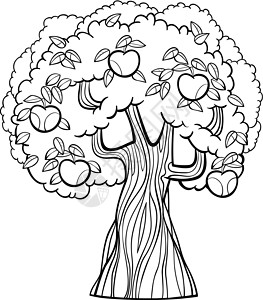 用于彩色书的苹果树卡通高清图片
