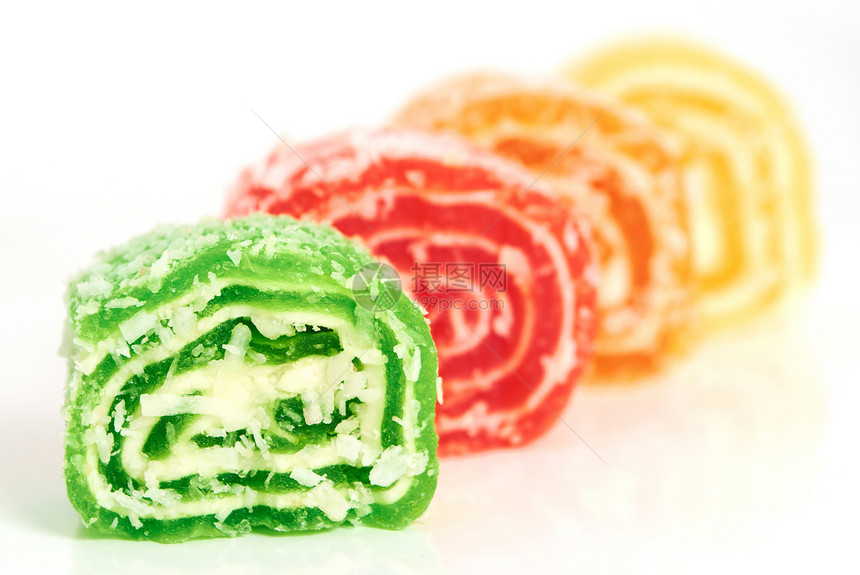罐头果冻甜点明胶礼物水果味道橙子绿色红色薄脆糖果图片