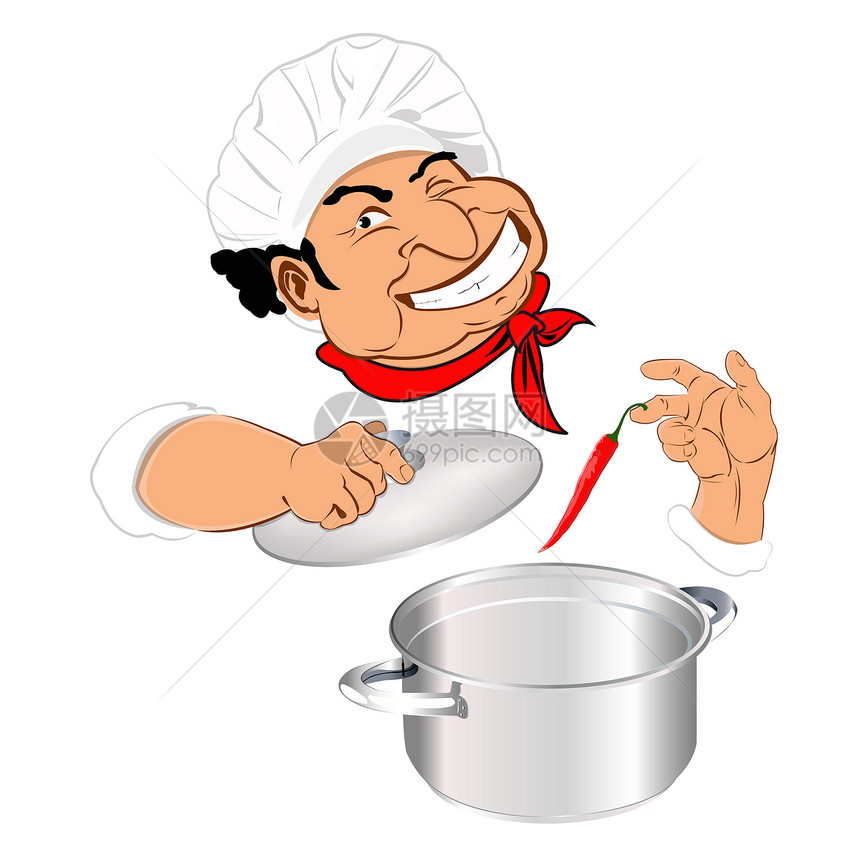 美食主厨最佳传统食品插图商业面包师平底锅食物盘子辣椒燃烧厨房厨师图片