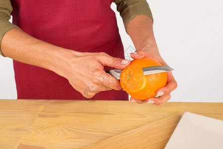 切橙色水平剥皮水果橙子蒙皮食物皮肤高清图片