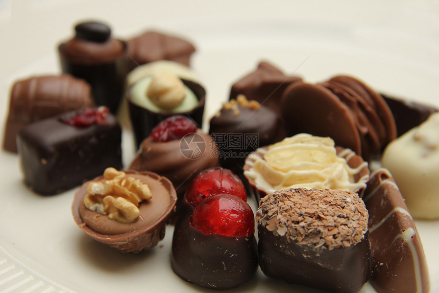 比利时普拉林斯装饰甜点收藏水果牛奶巧克力美食坚果团体奢华图片