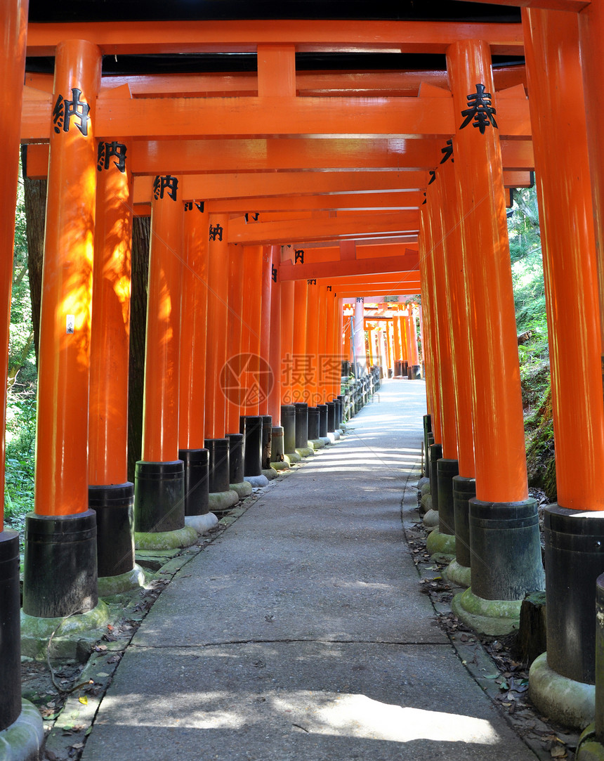 日本京都Inari神社圣堂千托利门图片
