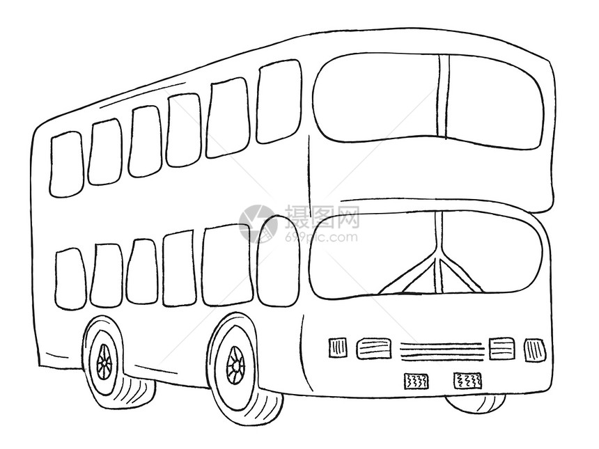 伦敦市公共汽车双人卡通片甲板绘画学习乡愁车辆教练艺术运输图片