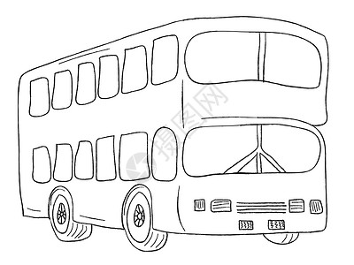 汽车素材涂色伦敦市公共汽车双人卡通片甲板绘画学习乡愁车辆教练艺术运输背景