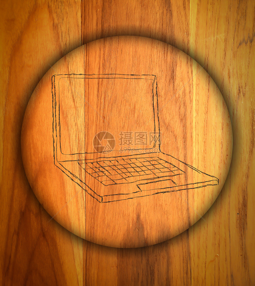 木本底的笔记本电脑符号工作处理器互联网网络键盘屏幕钥匙木头驾驶力量图片