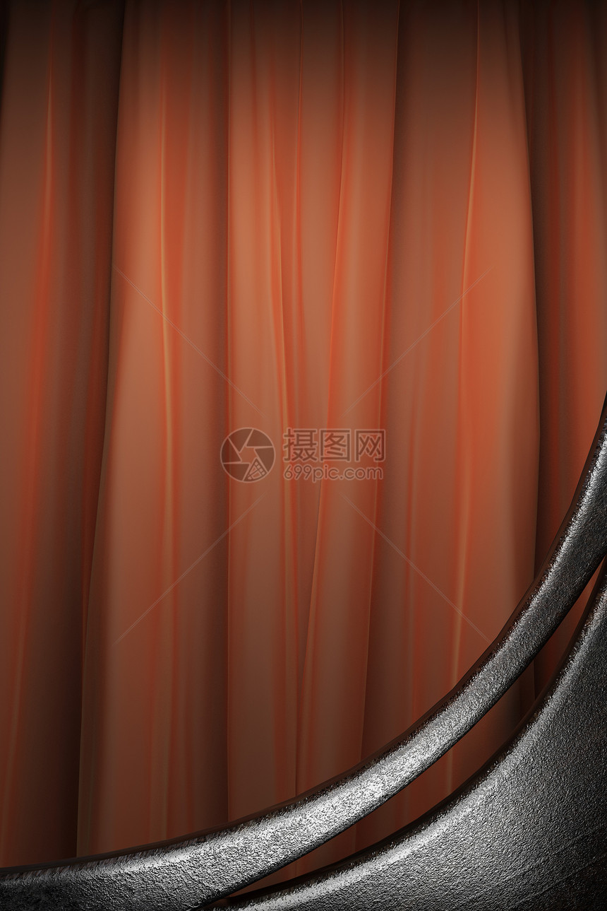 红色窗帘上的金属品牌框架边界酒吧盘子剧院合金马戏团仪式艺术图片