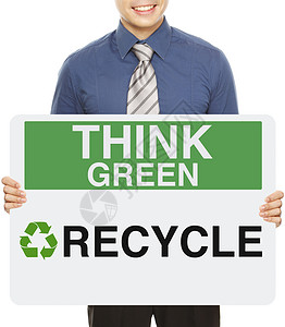 绿色口号回收招牌环境男人意识白色环保管理废物背景图片