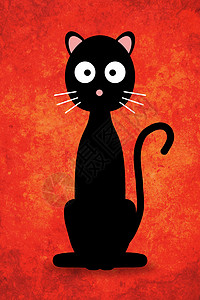 黑卡通猫背景图片