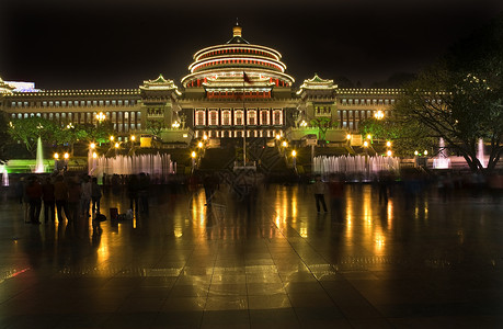 中国四川夜中元广场重庆共鸣舞蹈高清图片