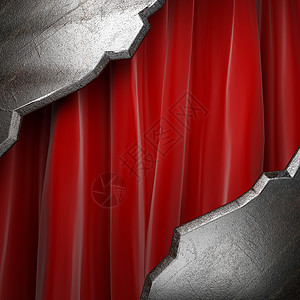 红色窗帘上的金属宣传品牌盘子艺术奖项出版物建造歌剧框架展示背景图片