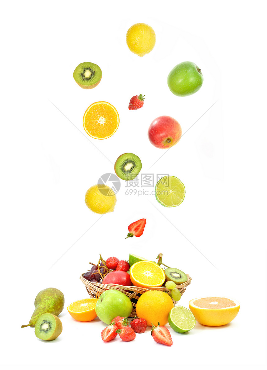 水果篮子小吃柠檬排毒食物橙子柚子饮食奇异果绿色图片