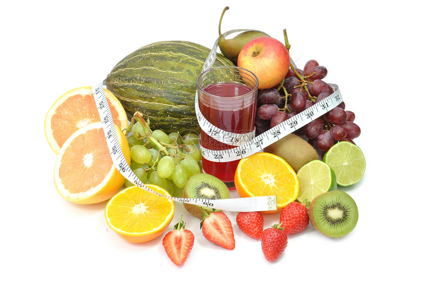 水果饮食测量橙子玻璃白色奶昔奇异果食物营养红色果汁图片