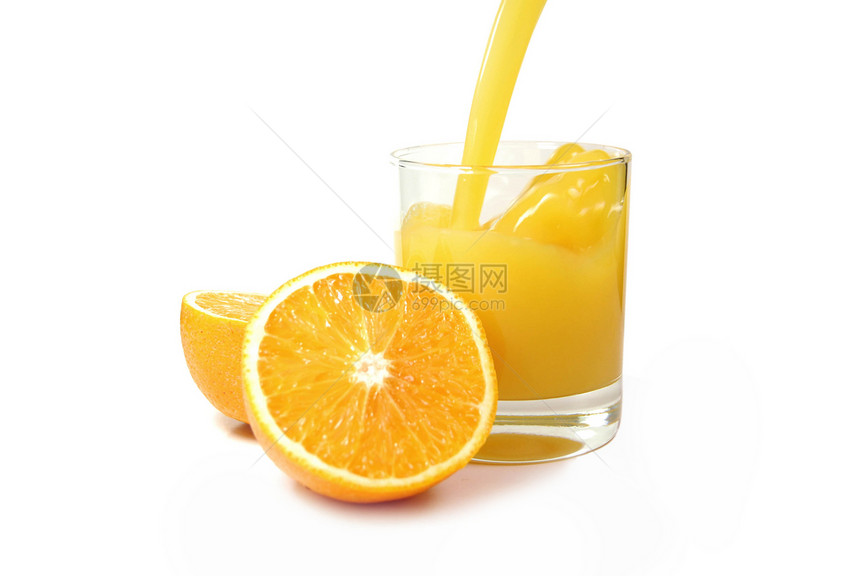 橙汁饮料水果营养液体早餐果汁玻璃漩涡饮食图片