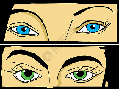 立乐水管立眼横幅女士裁剪插图女孩蓝色眼睛绘画艺术女性插画