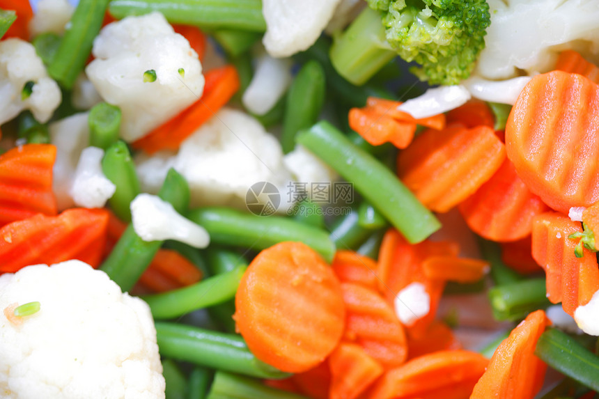 混合蔬菜宏观营养菜花沙拉低脂肪饮食矿物美食蒸汽橙子图片
